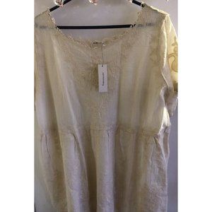 Miami  Francesca’s Short Scalloped Bell Shoulder Dress Embroidered White Med.NWT